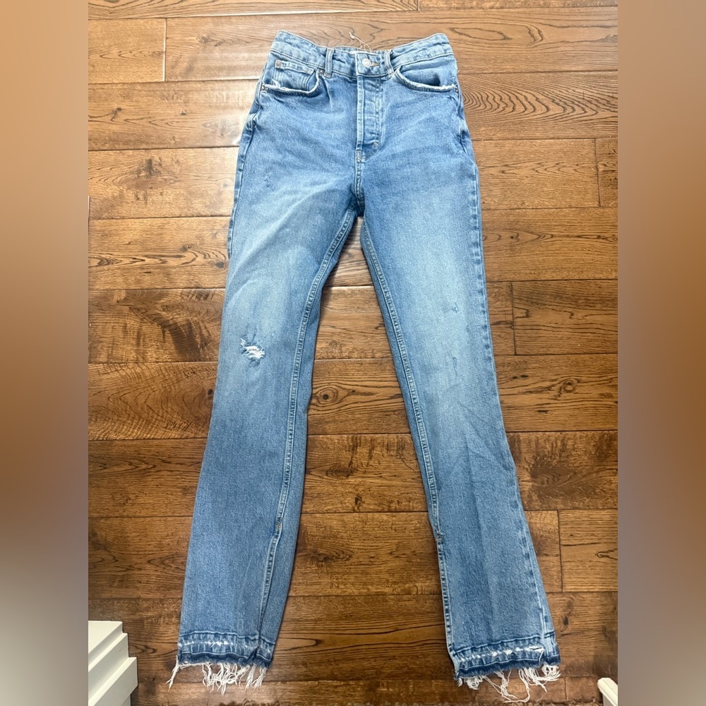 Free People Emmy High Waist Boho Split Raw Hem Jeans Size 28 - Picture 3 of 10